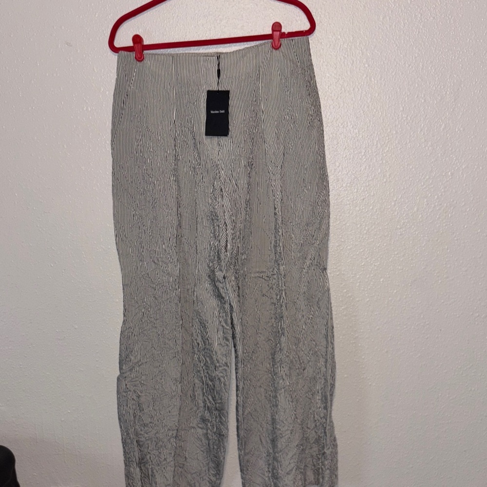 Massimo Dutti Pleated Wide-Leg Pants - Light Gray